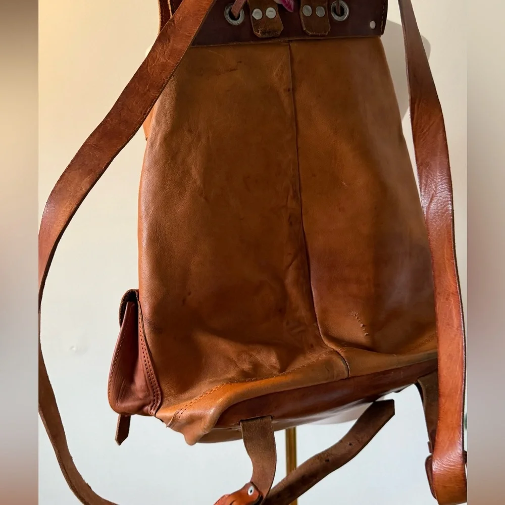 Cowhide Leather Handmade Large Backpack